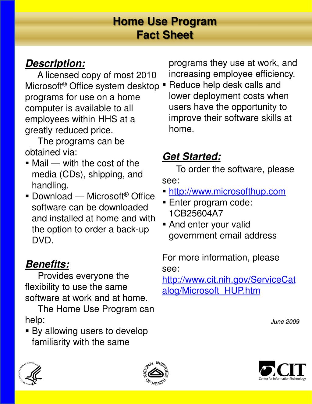 PPT Home Use Program for Microsoft® Office 2010 System PowerPoint