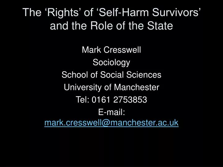 the rights of self harm survivors and the role of the state