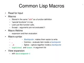 Common Lisp Macros