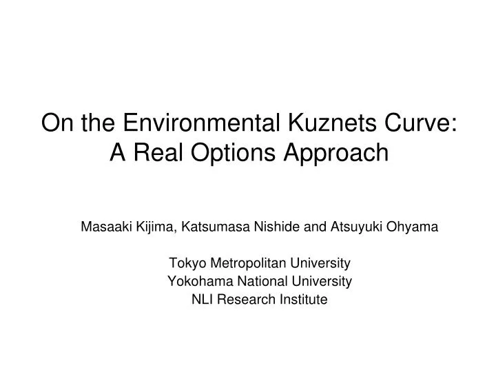 on the environmental kuznets curve a real options approach