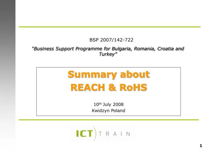 summary about reach rohs 10 th july 2008 kwidzyn poland