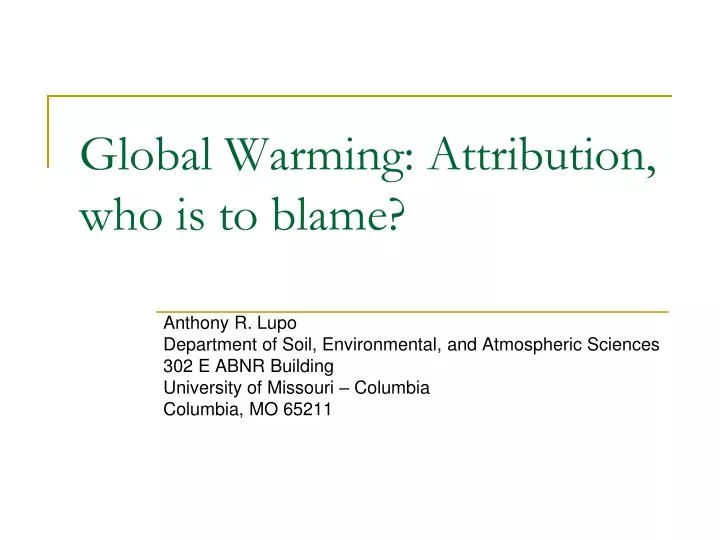 global warming attribution who is to blame