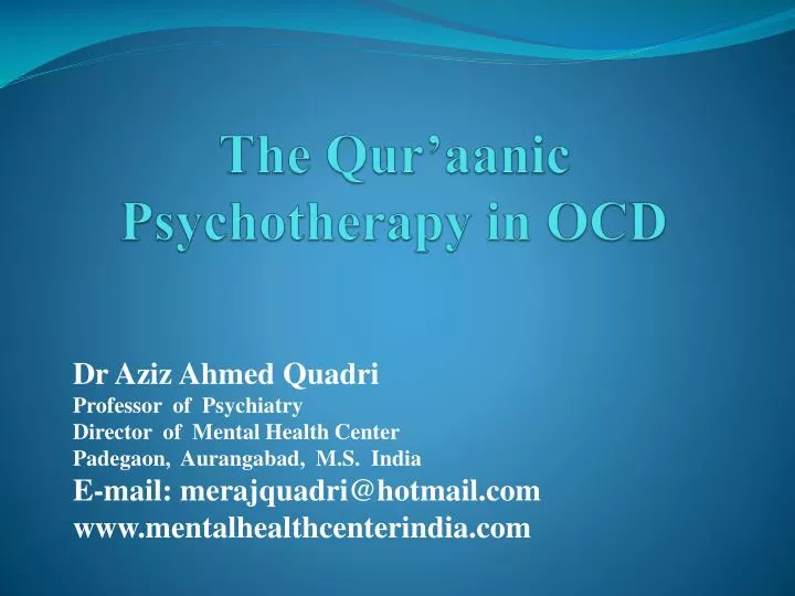 the qur aanic psychotherapy in ocd