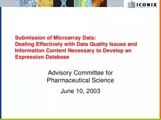 Advisory Committee for Pharmaceutical Science June 10, 2003