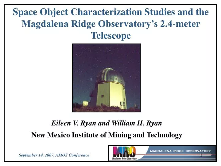 space object characterization studies and the magdalena ridge observatory s 2 4 meter telescope