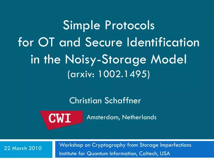 simple protocols for ot and secure identification in the noisy storage model arxiv 1002 1495