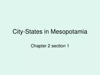 City-States in Mesopotamia