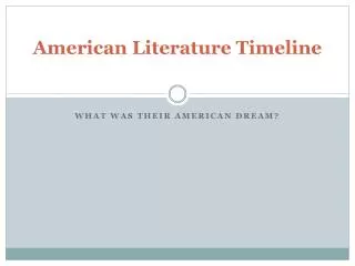 american literature timeline