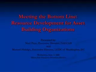 Meeting the Bottom Line: Resource Development for Asset Building Organizations
