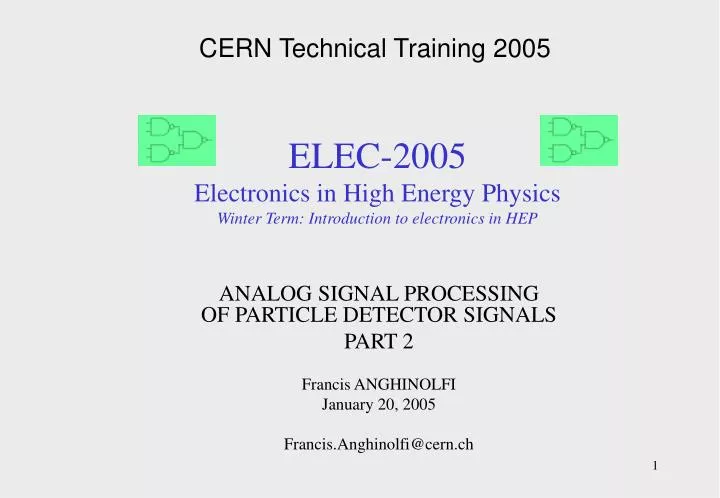 elec 2005 electronics in high energy physics winter term introduction to electronics in hep