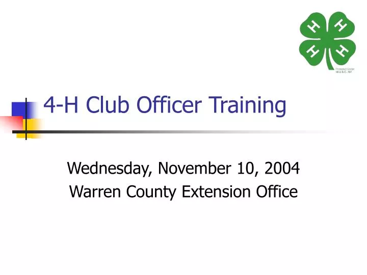 4 h club officer training