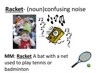 Racket - (noun)confusing noise