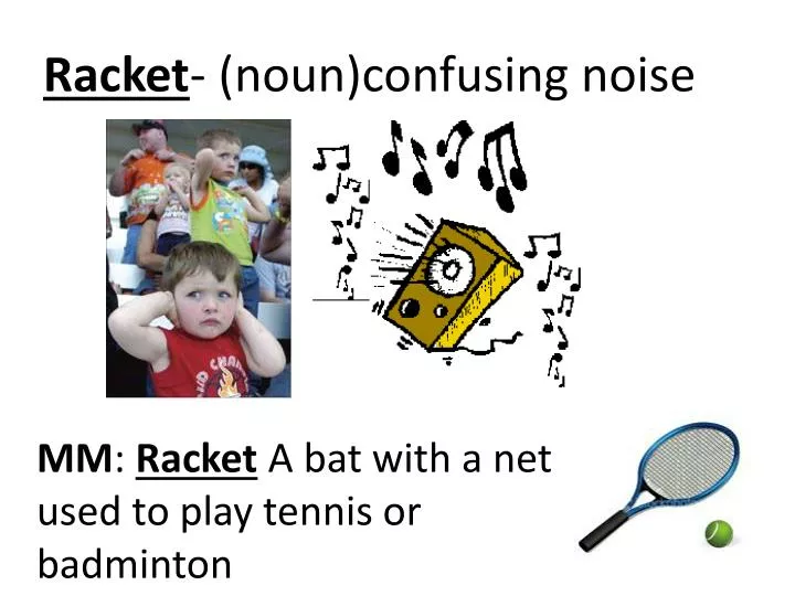 racket noun confusing noise