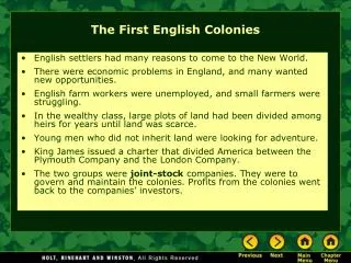 The First English Colonies