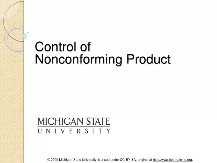 control of nonconforming product