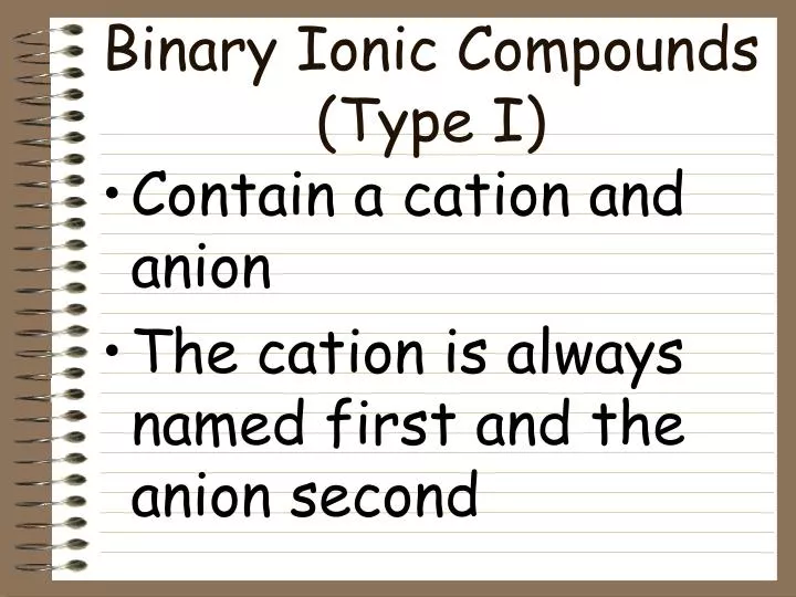 binary ionic compounds type i