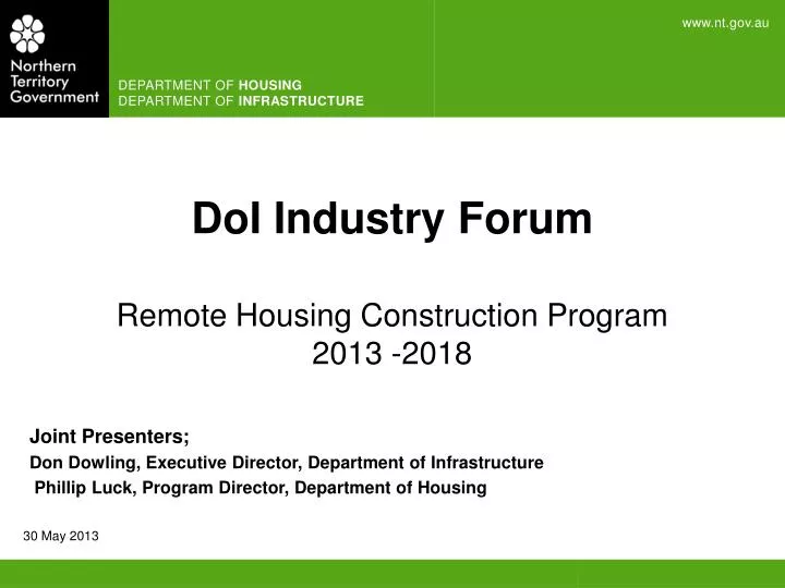 doi industry forum remote housing construction program 2013 2018