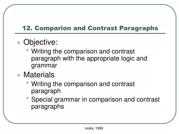 12 comparion and contrast paragraphs