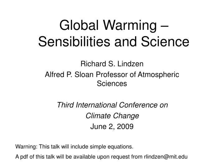 global warming sensibilities and science