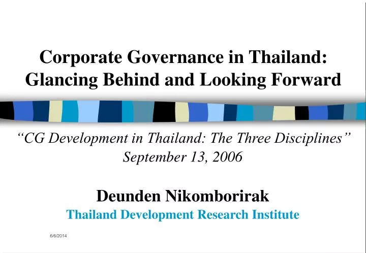 corporate governance in thailand glancing behind and looking forward