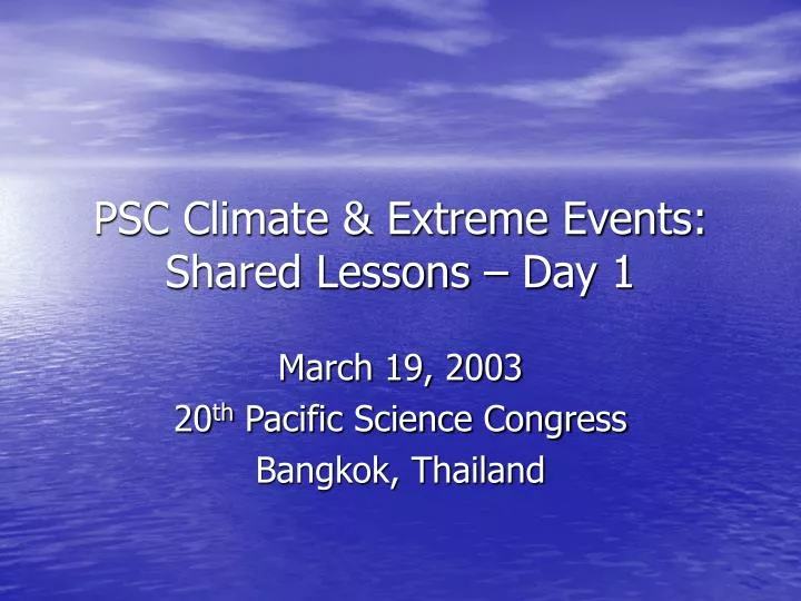psc climate extreme events shared lessons day 1