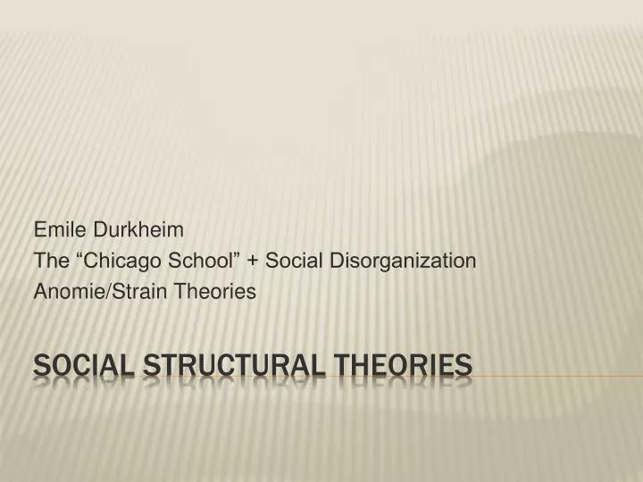 emile durkheim the chicago school social disorganization anomie strain theories