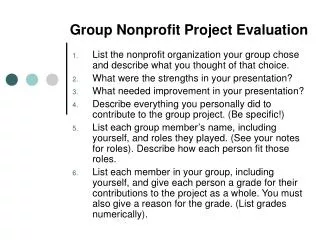 Group Nonprofit Project Evaluation