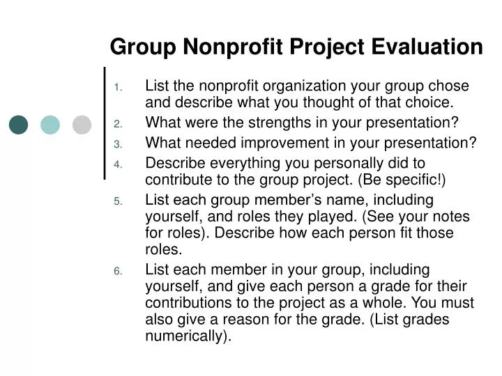 group nonprofit project evaluation