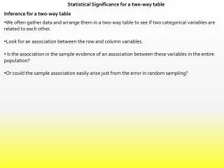 Statistical Significance for a two-way table