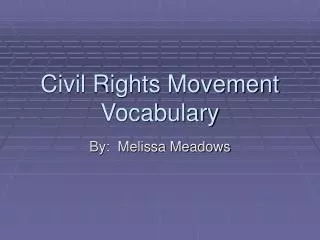 Civil Rights Movement Vocabulary