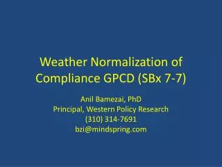 Weather Normalization of Compliance GPCD ( SBx 7-7)