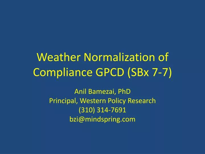 weather normalization of compliance gpcd sbx 7 7
