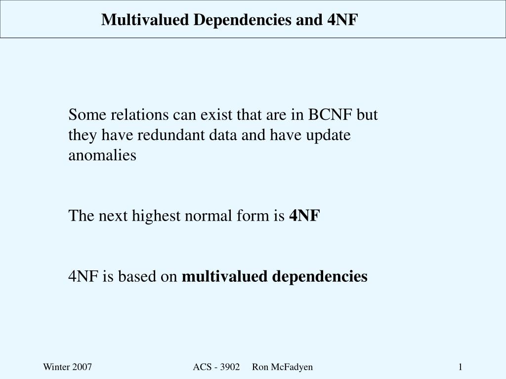 PPT - Multivalued Dependencies and 4NF PowerPoint Presentation, free ...