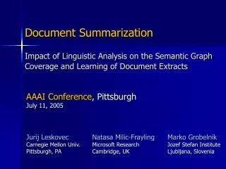 Impact of Linguistic Analysis on the Semantic Graph Coverage and Learning of Document Extracts