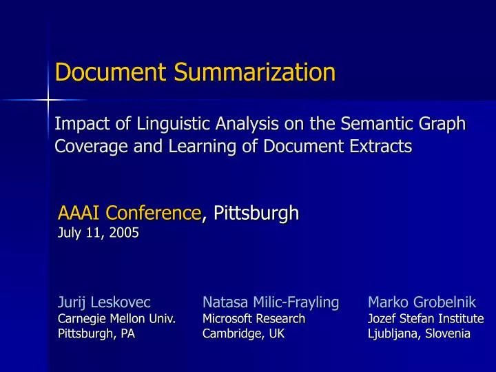 impact of linguistic analysis on the semantic graph coverage and learning of document extracts