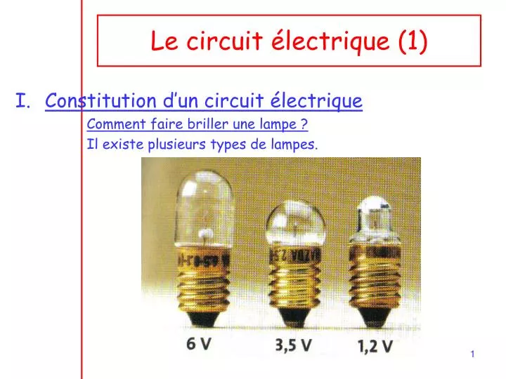 le circuit lectrique 1