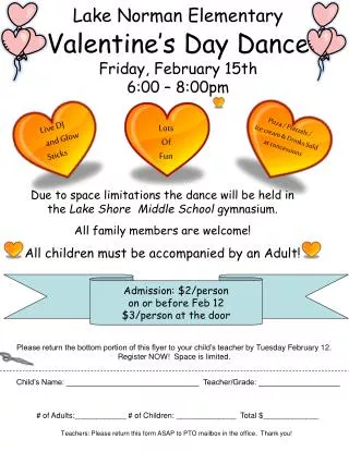 Lake Norman Elementary Valentine’s Day Dance Friday, February 15th 6:00 – 8:00pm