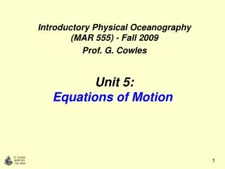 Unit 5: Equations of Motion