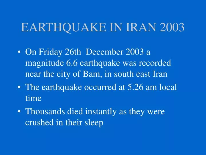 earthquake in iran 2003