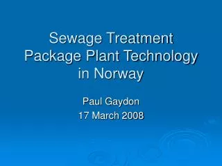 Sewage Treatment Package Plant Technology in Norway
