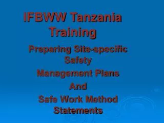 IFBWW Tanzania Training