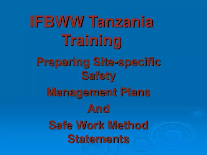 ifbww tanzania training