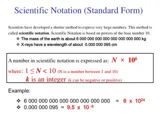 Scientific Notation (Standard Form)