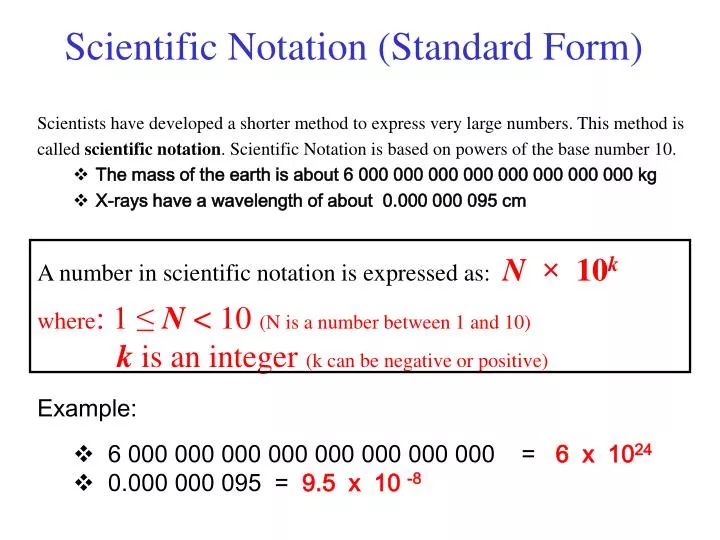 scientific notation standard form