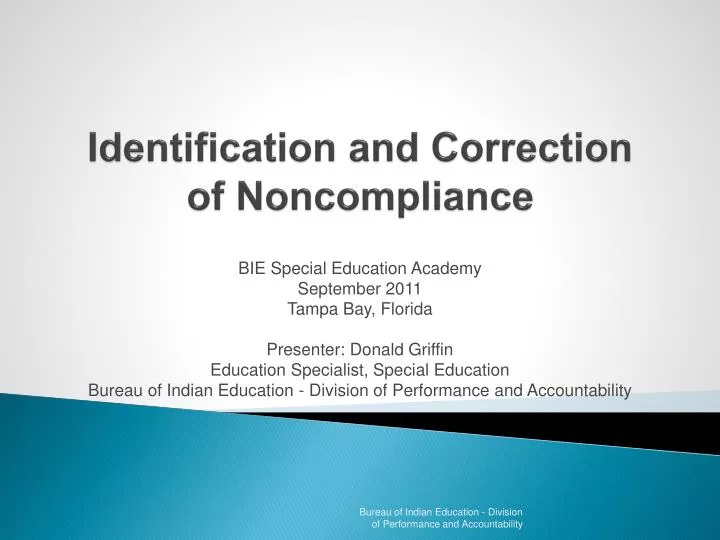 identification and correction of noncompliance