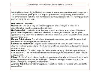 Quick Overview of New Approvers features added to Aggie Mart