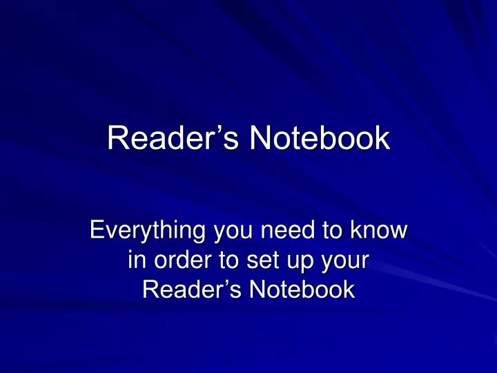 reader s notebook