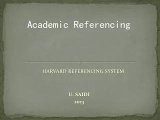 Academic Referencing