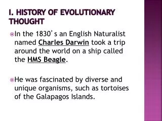 I. History of evolutionary thought