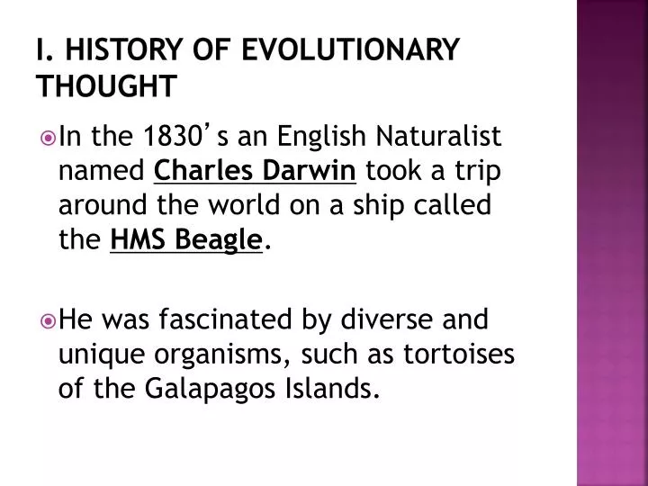 i history of evolutionary thought